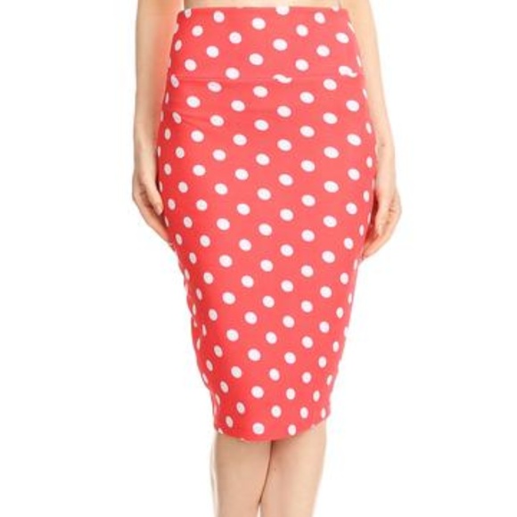 Dresses & Skirts - Coral Polka Dot Plus Skirt